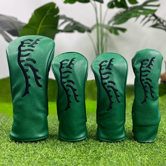 ヘッドカバー タイガー刺繍×ラインデザイン 1W 3W 5W UT対応 ゴルフクラブ保護用 4点セット 男女兼用 ギフトにも