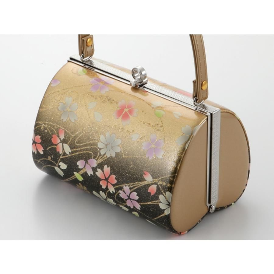 振袖用 合皮 草履バッグセット 二枚芯 ラメ入り 3Lサイズ 桜 ゴールド系 bs-376-34