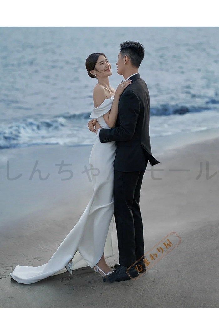 新しい ウエディングドレス 花嫁 前撮りドレス ウェディングドレス サテン 二次会ドレス オフショルダー オフショル 前撮り ド パーティードレス ドレス ブライダル スーツ フォーマル ドレス