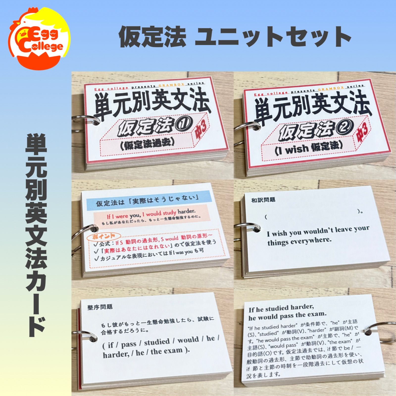 仮定法】単元別英文法カード 中学生 テスト 復習 予習 試験 参考