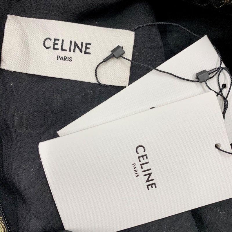 未使用 セリーヌ CELINE ワンピース ボウタイ 総柄 トリオンフ シルク ...