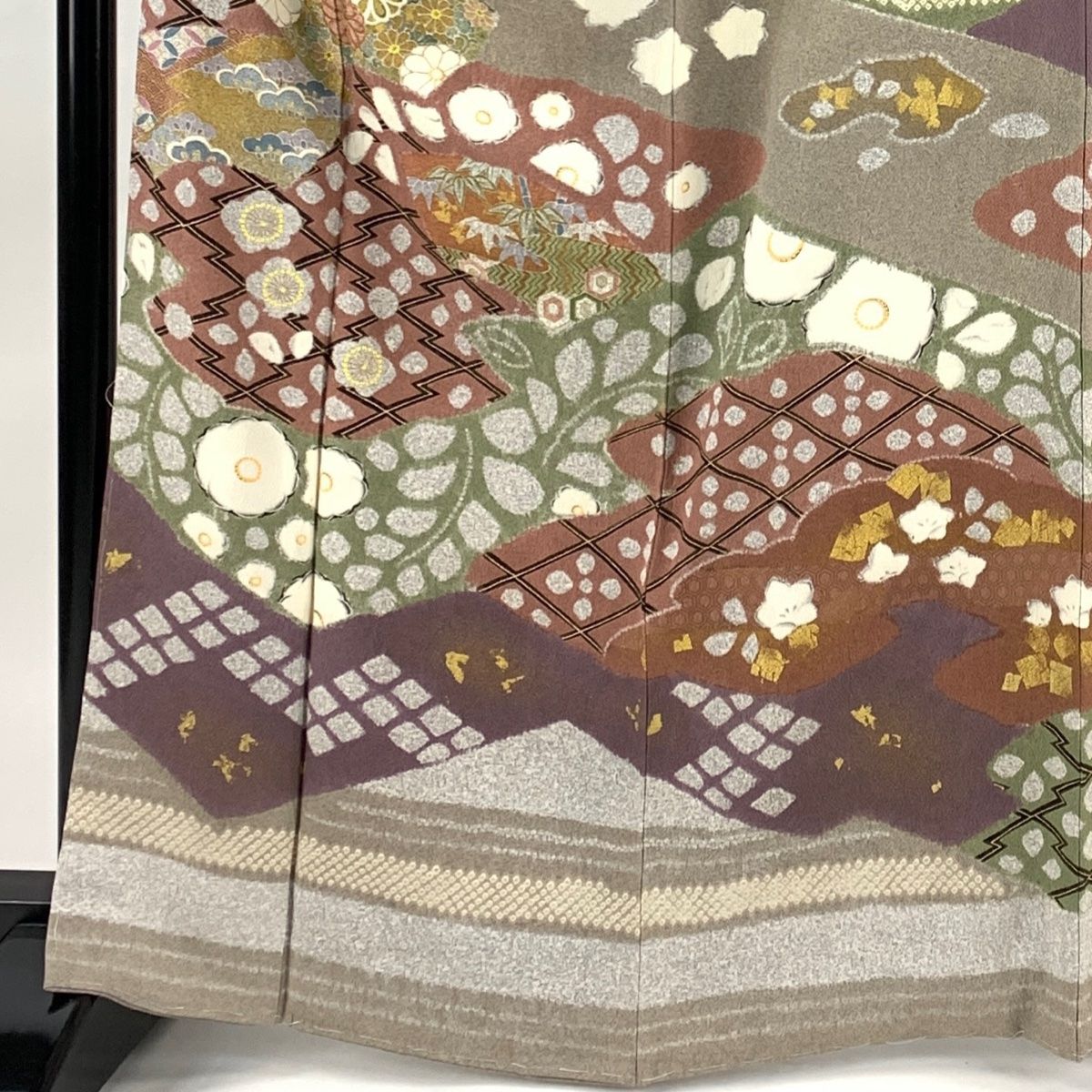 訪問着 身丈165cm 裄丈66cm M 袷 松井青々 落款 松竹梅 松皮菱 金彩  