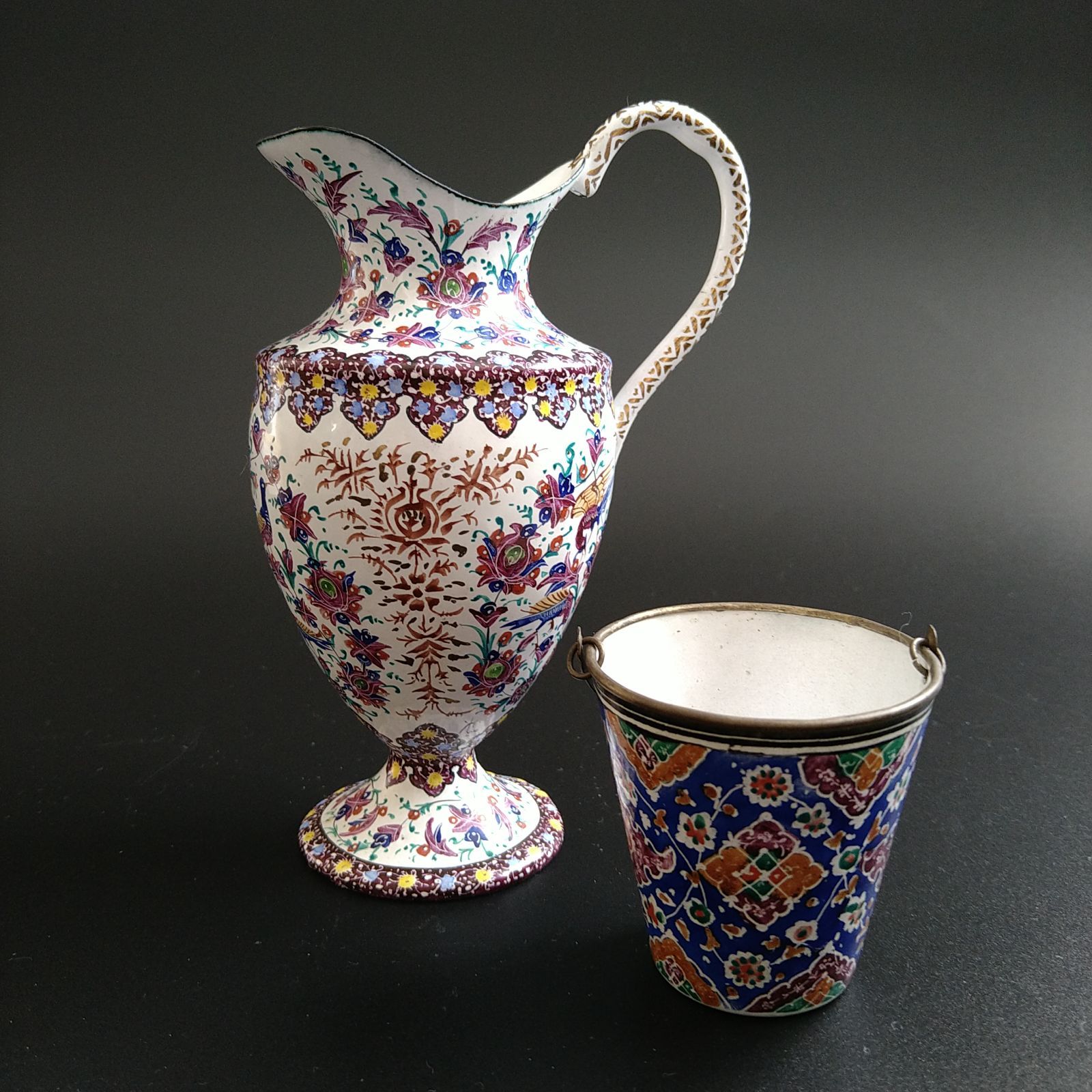 イラン工芸品◇ミーナカーリー水差し◇ペルシャ伝統工芸◇エナメル銅 