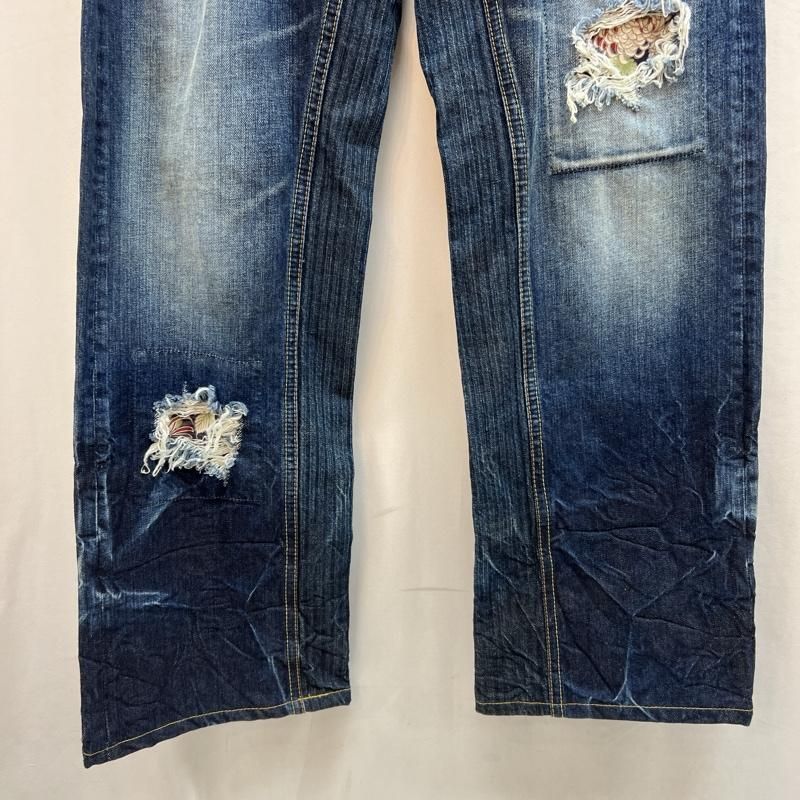 【美品】エターナル　備中倉敷工房　和柄 デニムパンツ　ヴィンテージ加工 ETERNAL エターナル パンツ デニム、ジーンズ 備中倉敷工房 和柄