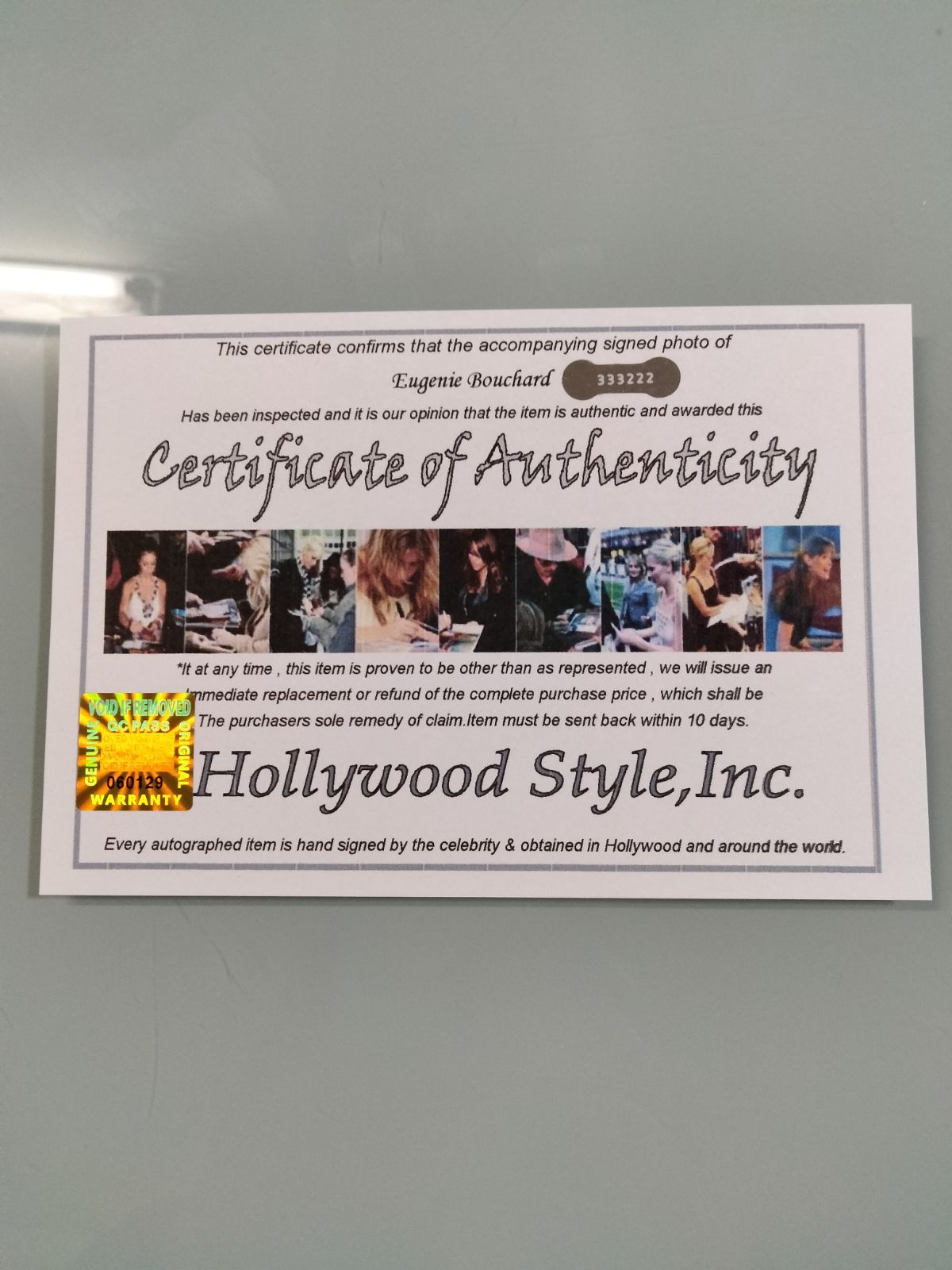 ウージニー・ブシャール直筆サイン入り2Lサイズ写真…プロテニス