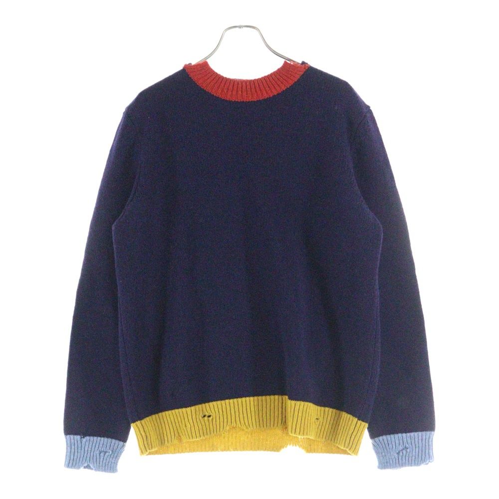 MARNI (マルニ) 21SS ダメージ加工 ウール クルーネックニット MARNI (マルニ) 21SS ダメージ加工 ウール クルーネックニット
