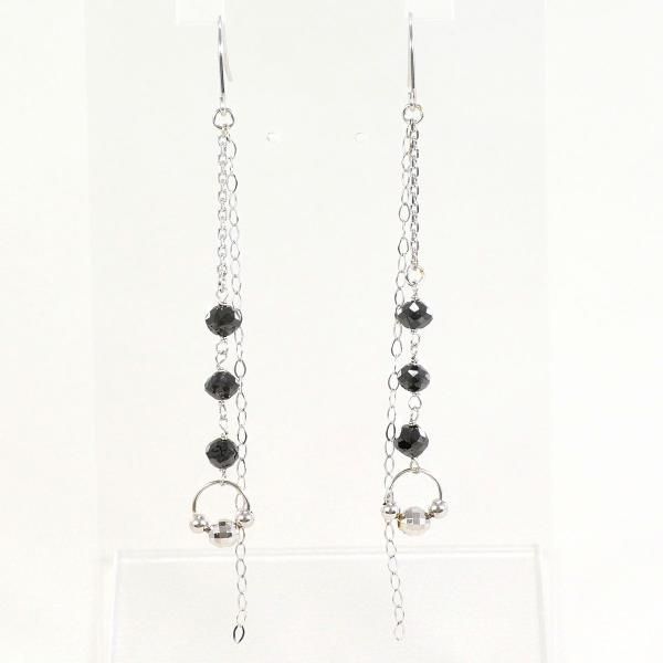 K18WG ピアス earrings ブラックダイヤ 総重量約1.1g