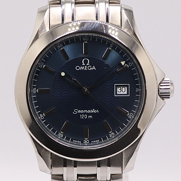 級 稼働 オメガ シーマスター120 58362173 QZ ブルー文字盤 メンズ腕時計 7718700 9OKT KMR ABC 16671