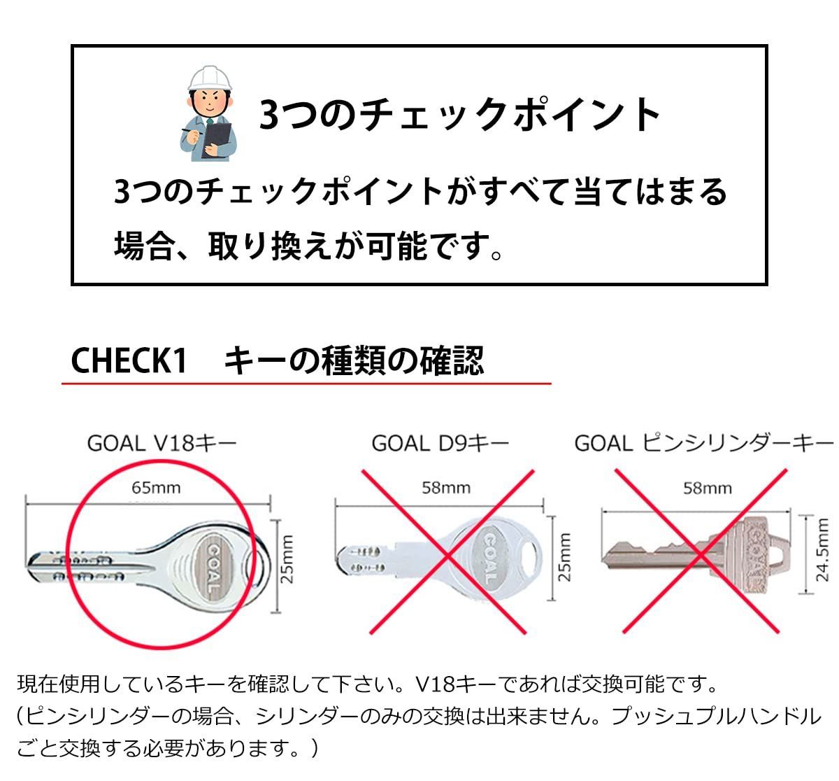 数量限定 GOAL ゴール 交換用 V18シリンダー 錠 PX用 2個同一 ディンプルキー テールピース刻印52 GCY-264 シルバー  交換手順書付き メルカリ