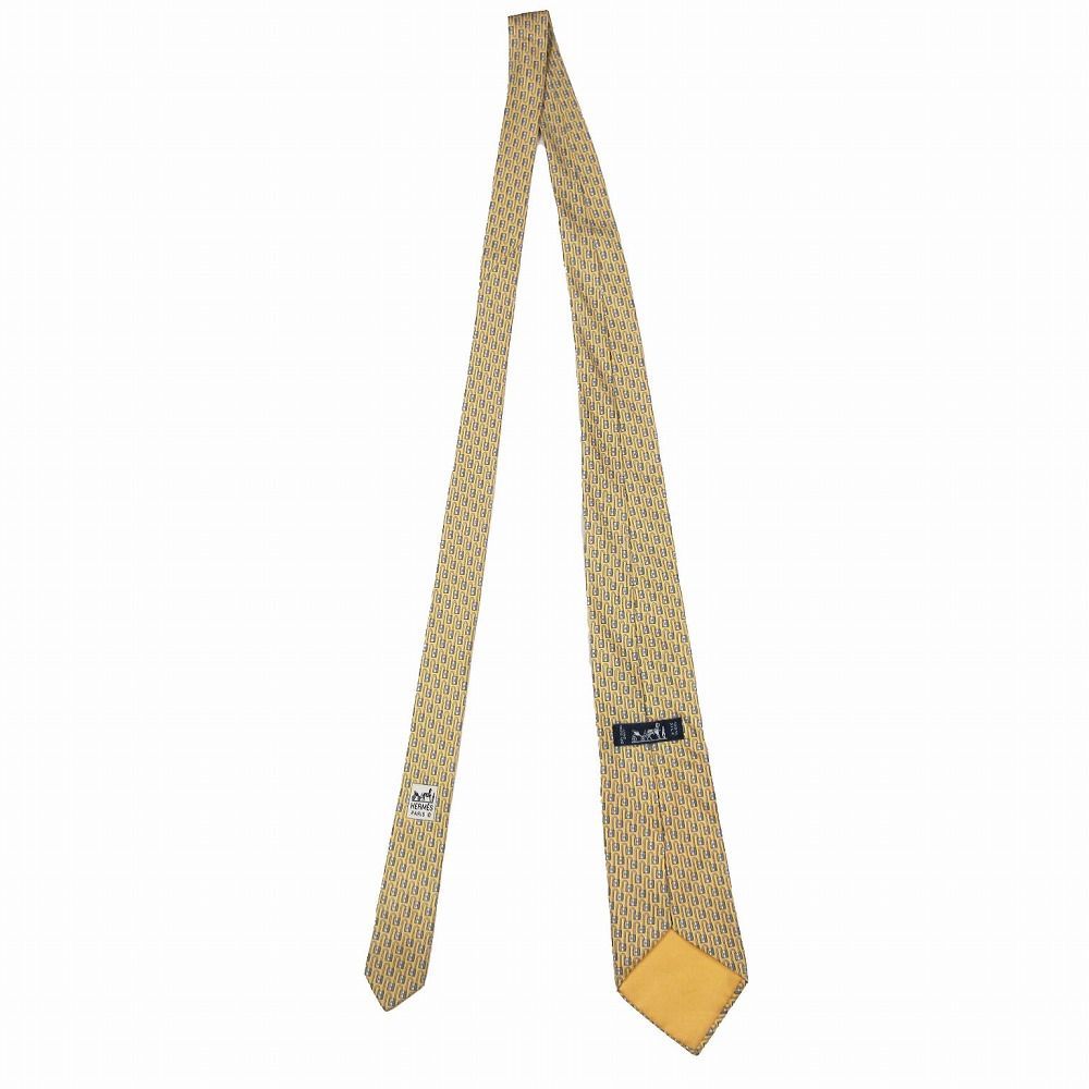 エルメス HERMES カデナ柄 シルク ネクタイ ワイドタイ 南京錠