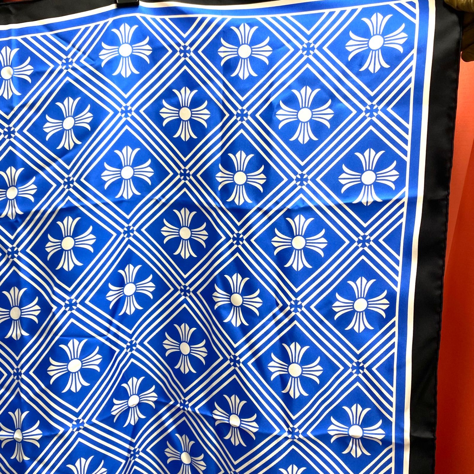 希少 CHROME HEARTS クロムハーツ シルク スカーフ ストール ブルー