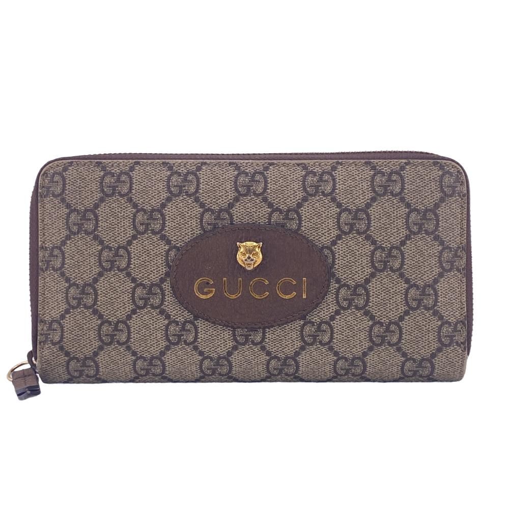 GUCCI/グッチ  473953 GGスプリーム ラウンドファスナー PVC 長財布 ブラウン レディース ブランド