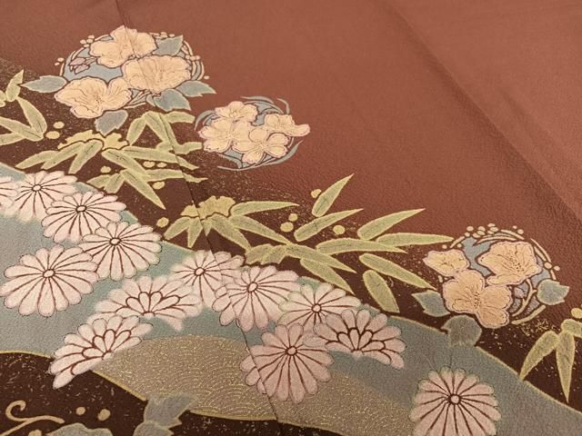 平和屋着物○訪問着 作家物 草花文 暈し染め 金彩 正絹 逸品  