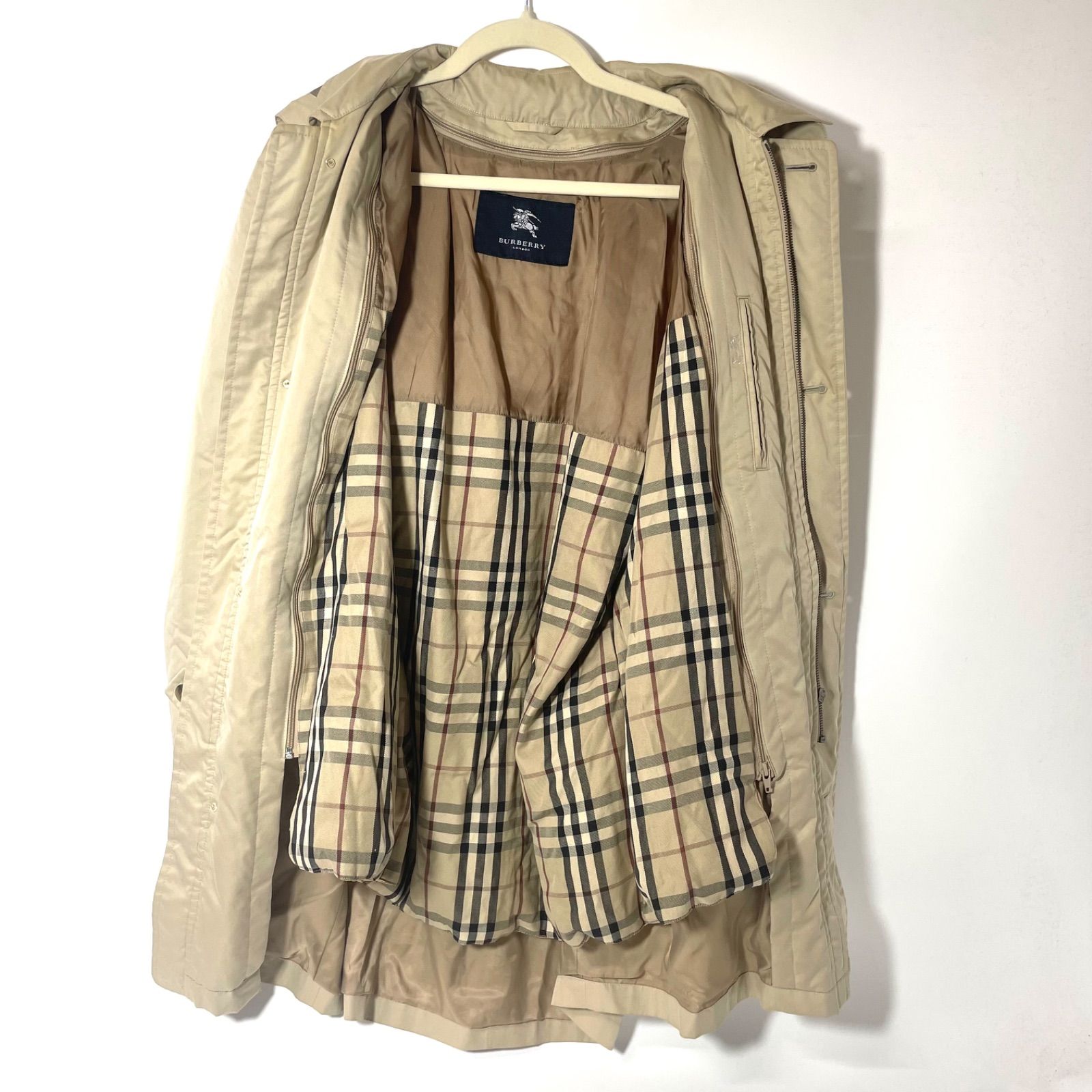 【美品】バーバリー　モッズコート　ダウンライナー　ノバチェック　M ベージュ M0916-7-F Burberry バーバリー モッズコート ダウンライナー
