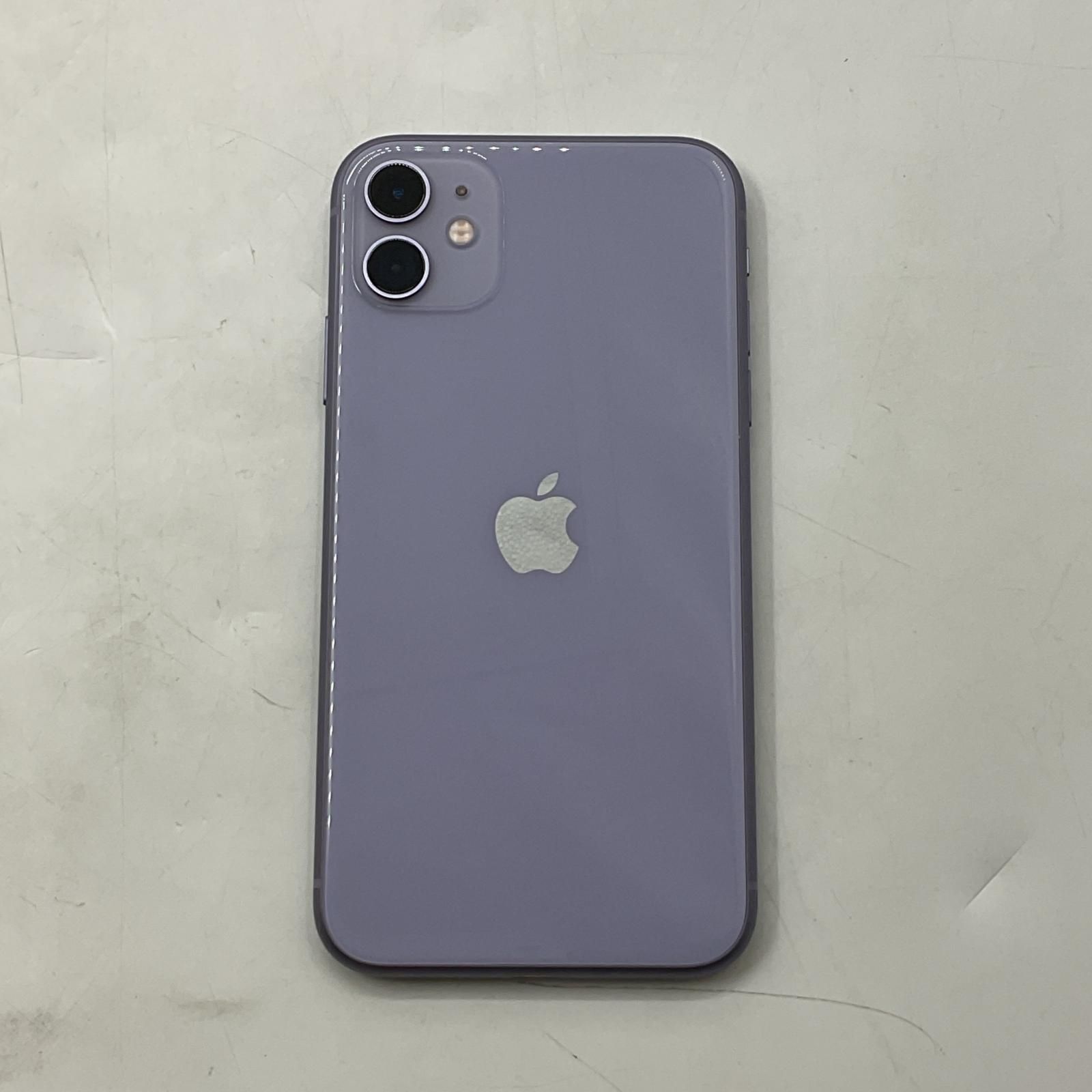 【全額返金保証】【最速発送】Apple iPhone 11 64GB パープル au SIMフリー 動作確認済 白ロム 80%
