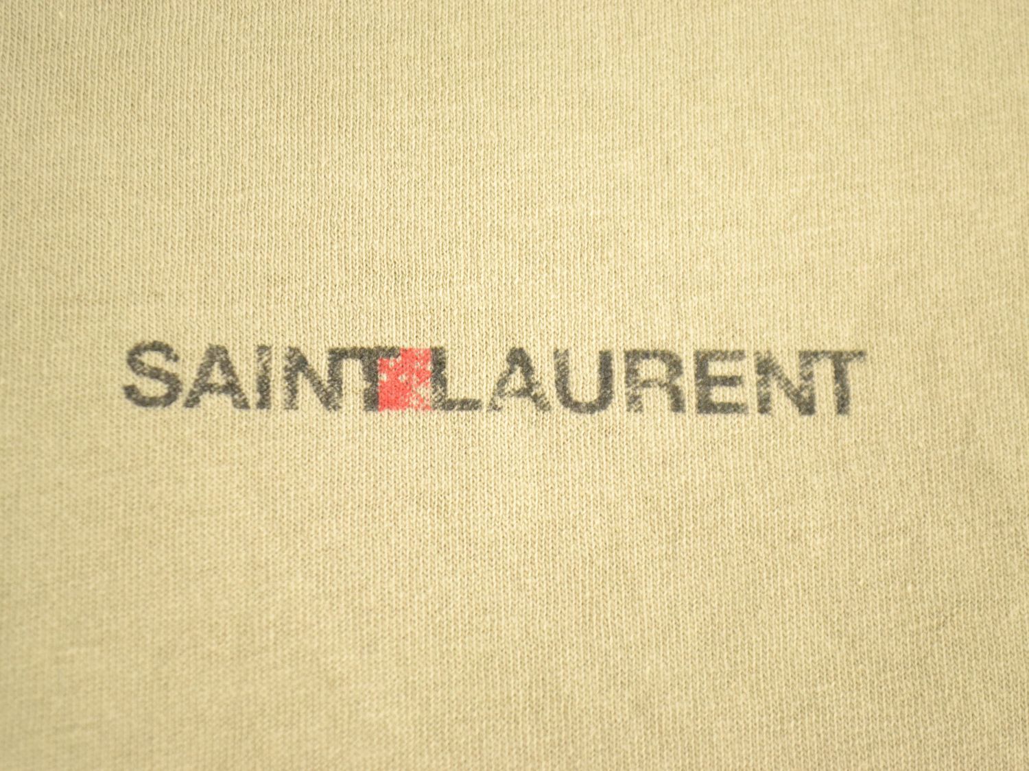 サンローラン SAINT LAURENT ロゴ プリント Tシャツ カットソー トップス XXL コットン ベージュ メンズ 衣類 洋服 中古