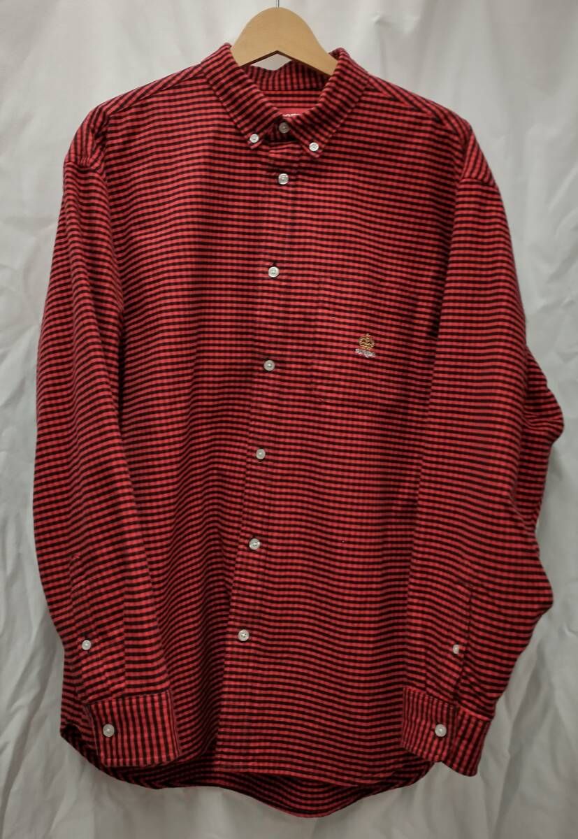 Supreme シュプリーム Loose Fit Flannel Oxford Shirt ルーズフィットフランネルオックスフォードシャツ 長袖 レッド チェック柄 Mサイズ