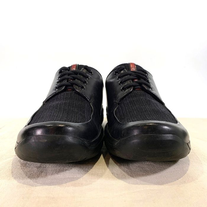 美品 希少 PRADA SPORTS フラットシューズ レザー メッシュ 黒 美品 PRADA SPORT プラダスポーツ メッシュ×レザー スニーカー