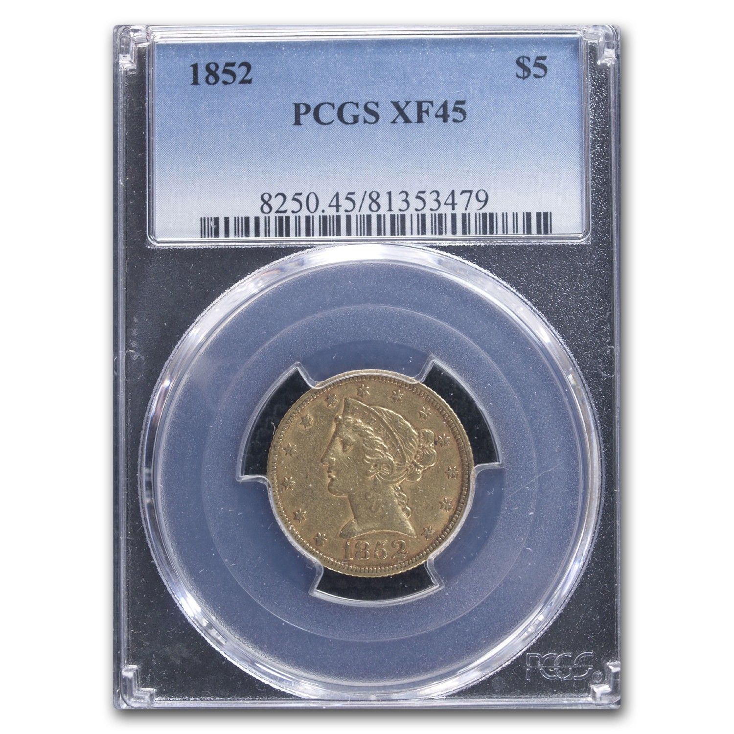 1852 $5 Liberty G Half Eagle XF-45 PCGS