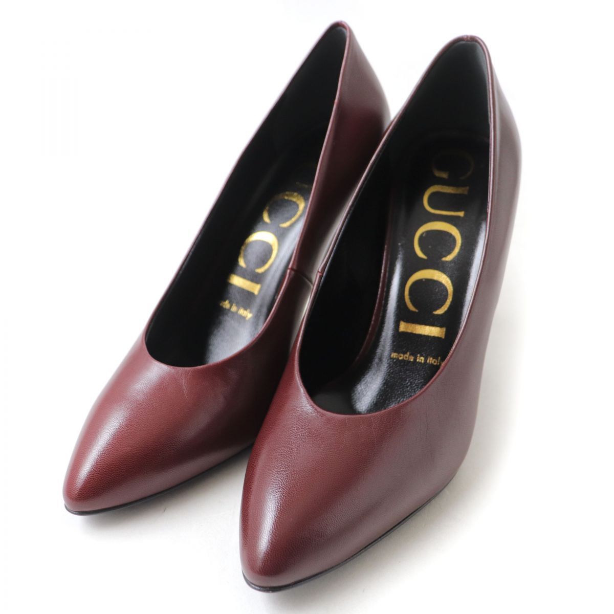 GUCCI★グッチ レザーポインテッドトゥハイヒール パンプス 37(24cm) 未使用品☆GUCCI グッチ ポインテッドトゥ レザー パンプス/ハイヒール