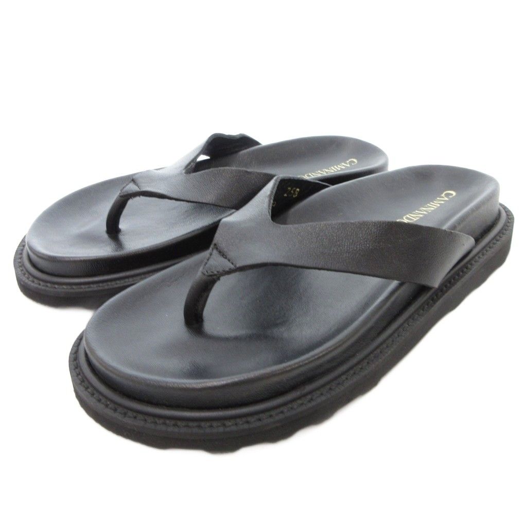Caminando カミナンド トングサンダル プラットフォーム レザー 黒 CAMINANDO カミナンド トングサンダル THONG FLAT SANDALS 2521W