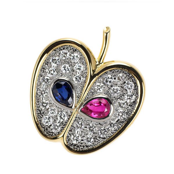 ミキモト K18YG/ K14WG ルビー/サファイア ダイヤモンド ペンダント  