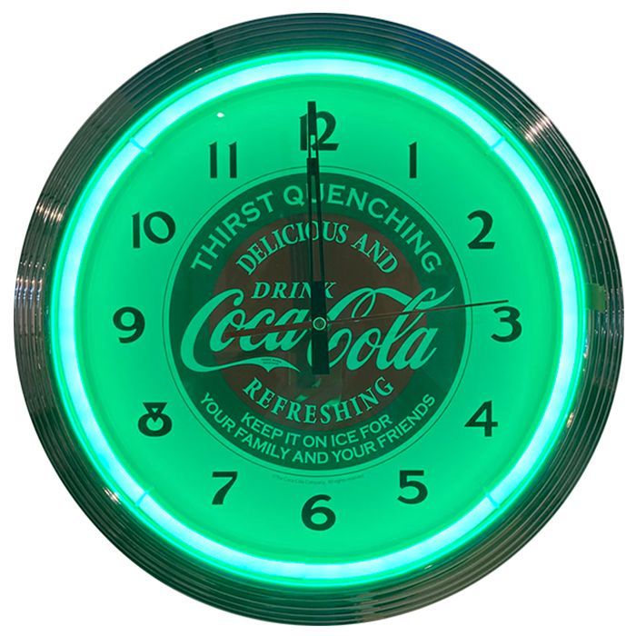 ネオンクロック コカ・コーラ (グリーン) 光る 壁掛け時計 ウォールクロック - メルカリ