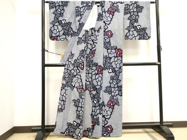 eふれんず◆有松鳴海絞り　夏物　浴衣　草花文　綿◆am1053 eふれんず◇有松鳴海絞り 夏物 浴衣 舞花文 未使用品 綿◇am1127