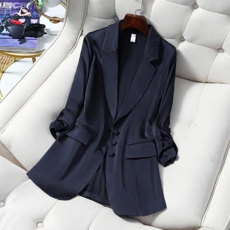 ✨未使用級✨ジーステージ❣️サマージャケット　M　ネイビー　ラペルピン　春夏物 サマージャケット レディース ビジネスジャケット スーツ