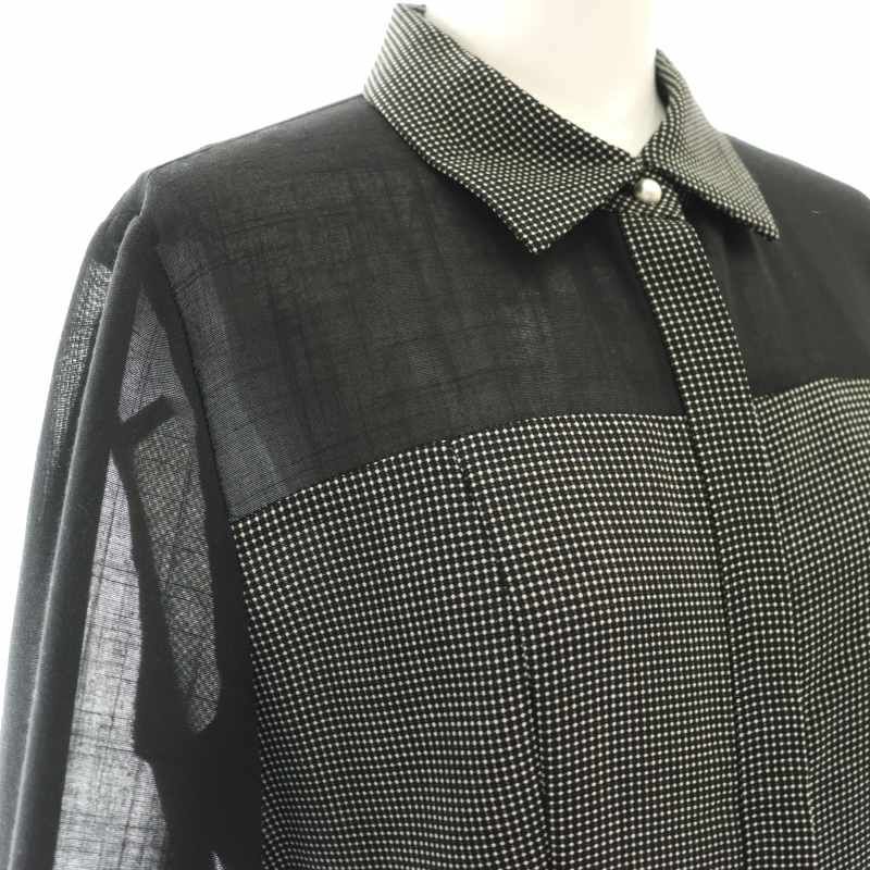 24AW 極美品 アナイ シアーコンビフレアワンピース 切替 ロング丈 黒×白S 24AW 極美品 アナイ シアーコンビフレアワンピース 切替 ロング