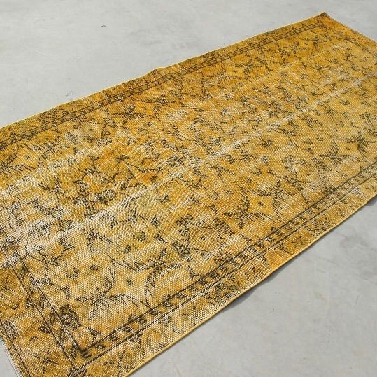 トルコヴィンテージラグ オレンジ 草木柄 124×260cm