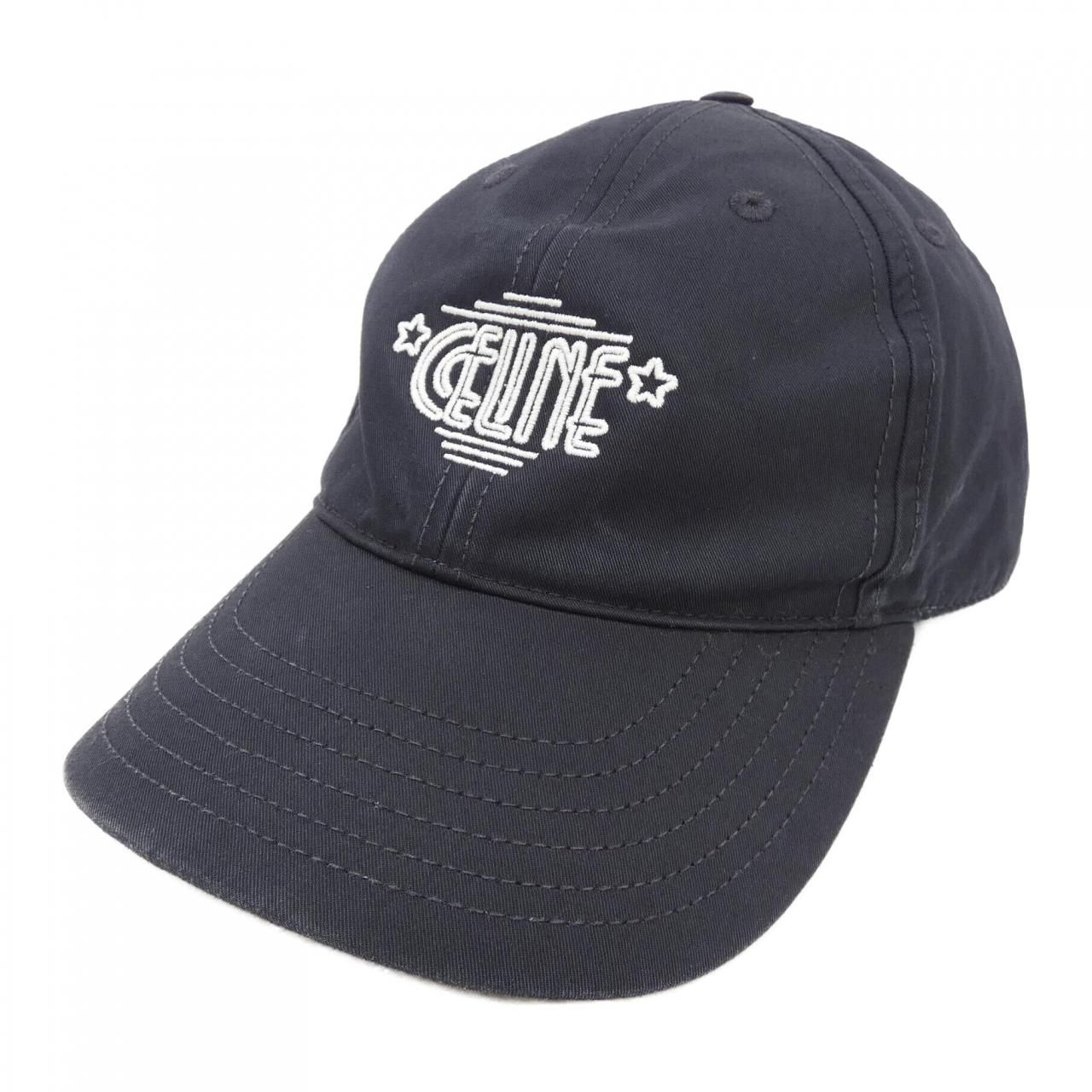 セリーヌ トリオンフ コットン ベースボールキャップ 帽子 ブラック 美品 CELINE セリーヌ トリオンフ コットン ベースボールキャップ