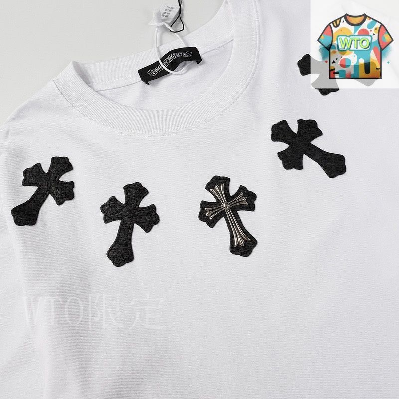 クロームハーツChrome heartクロスと花のデザイン 半袖2色展開 初売り クロームハーツChrome heartクロスと花のデザイン 半袖2