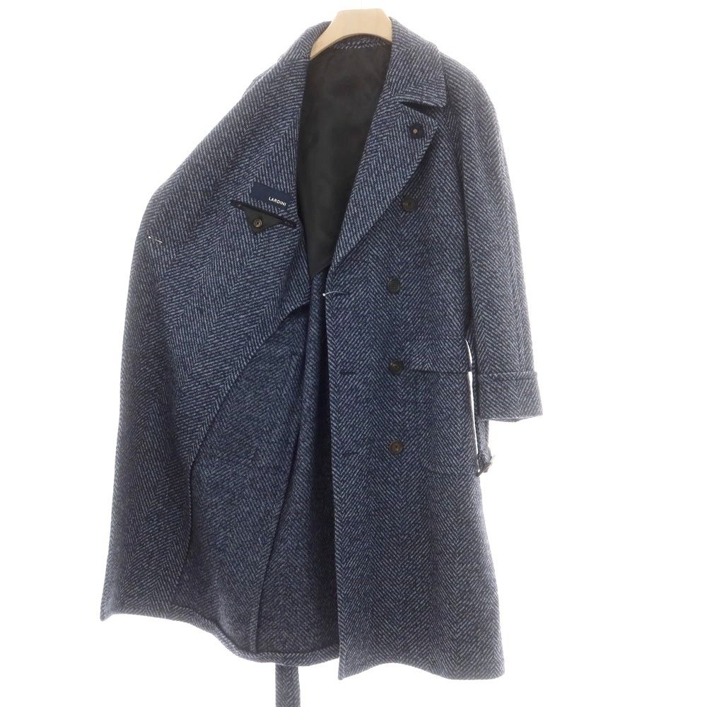 ラルディーニ LARDINI ウールアルパカ ダブルブレストコート ブルー サイズ52 メンズ KANDAIZUMI_COM