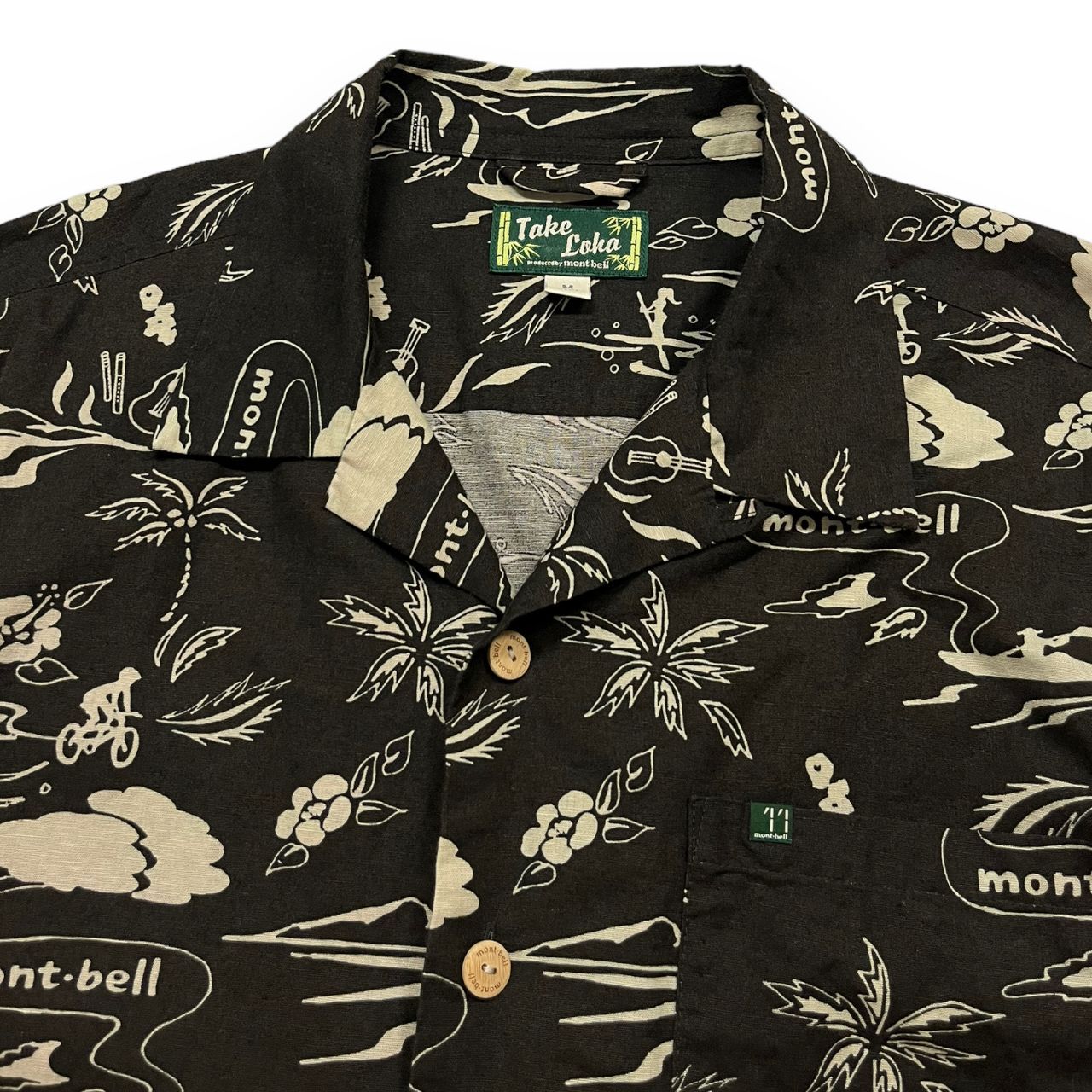 中古品】mont bell モンベル TAKEロハ 半袖 コットン 竹 総柄