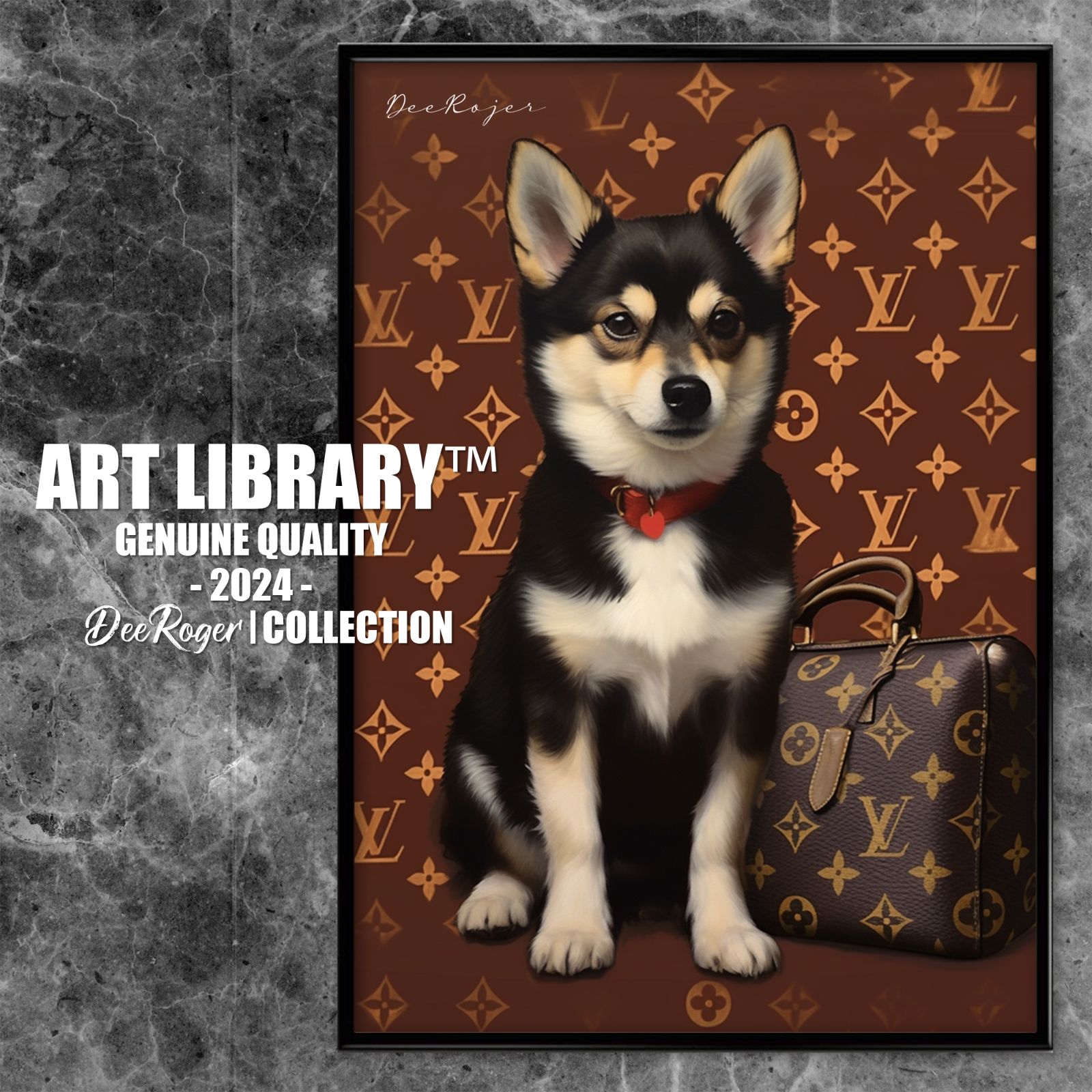 Louis Vuitton Dog Art 額付き ドッグ アートポスター 犬 モード クラシック お父さんみたいにトランプさんを護衛するのが夢です！ドリームっす！