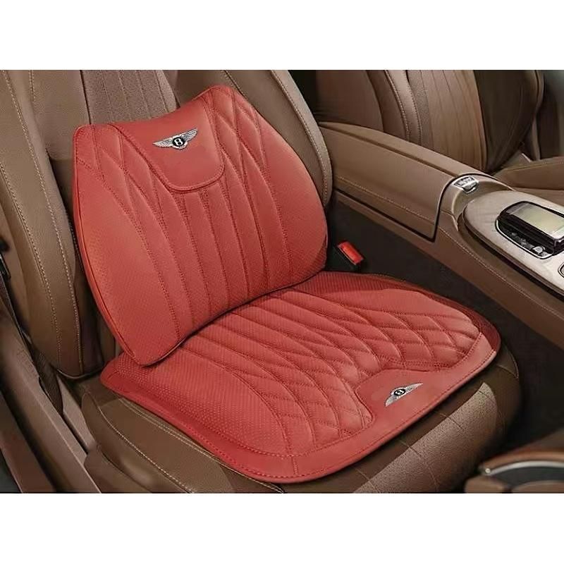 ベントレー Bentleyレッドシートクッション 車用 シートカバー ナッパ レザー 腰当て 滑り止め 弾性 座布団1点+腰クッション1点 aace qtm