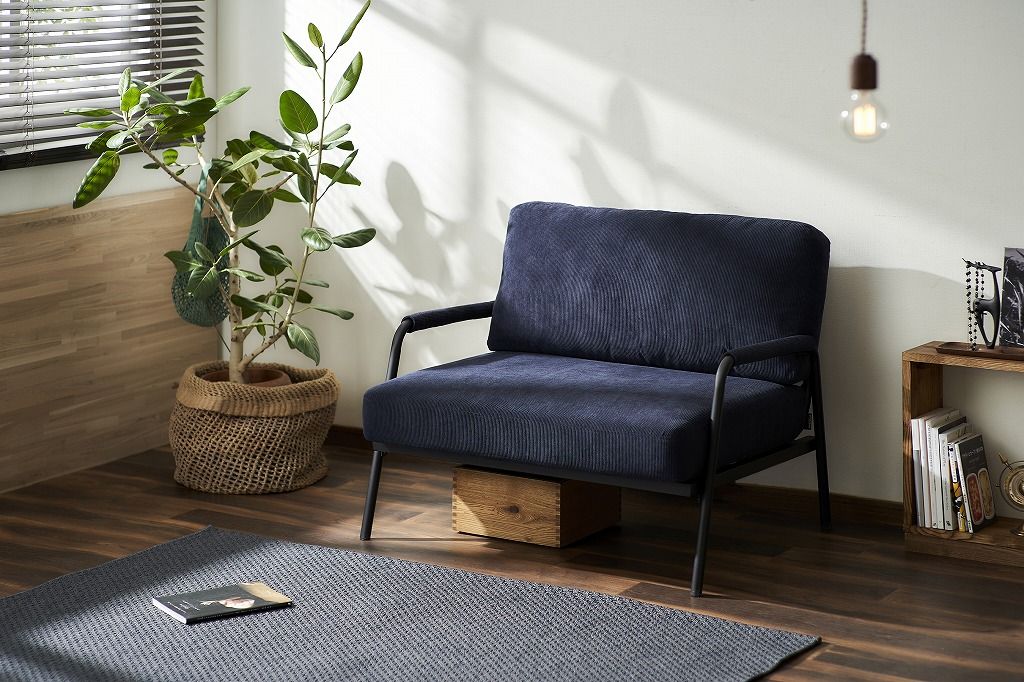 アイリスオーヤマ ソファー ソファ 1人掛けコーデュロイ ネイビー SFCS-90 IRIS OHYAMA
