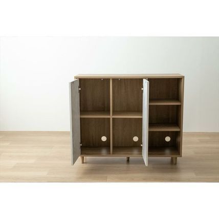 キャビネット 幅96cm ストーン柄 木目調 バイカラー 扉 収納 キャビネット 幅96cm ストーン柄 木目調 バイカラー 扉 収納