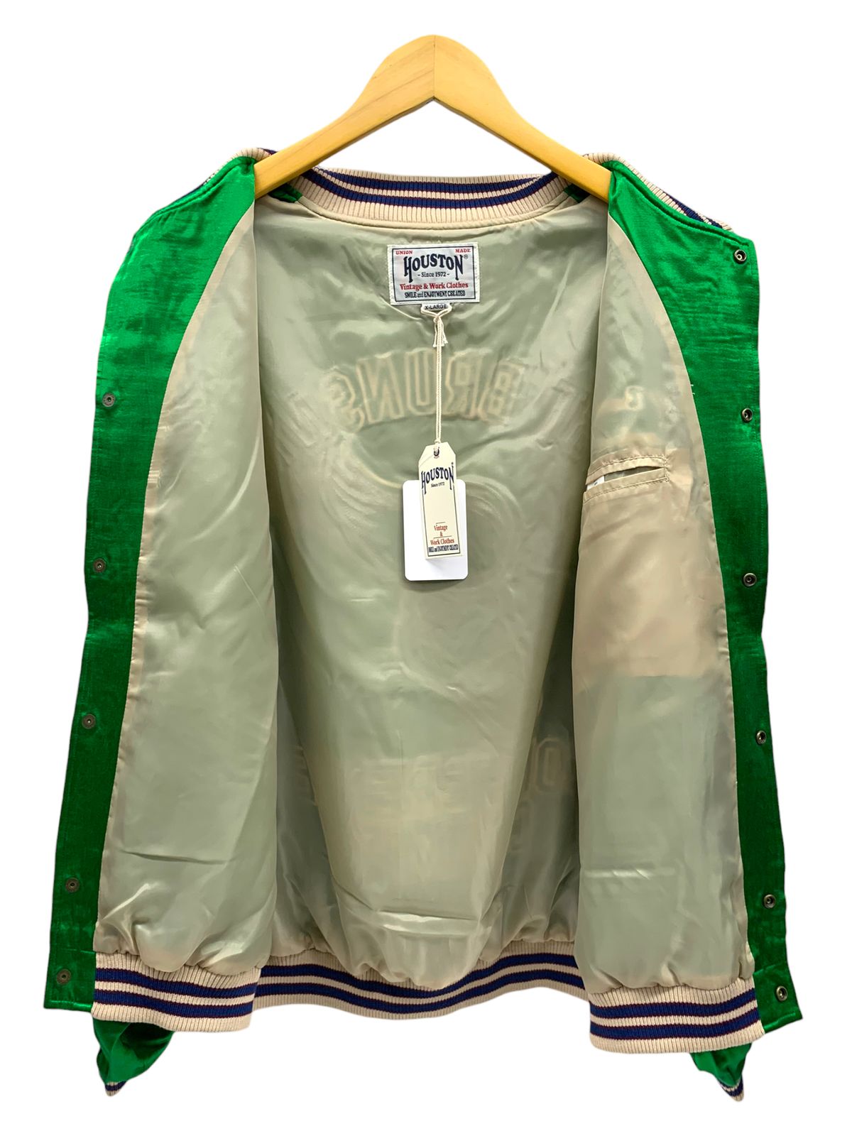 ヒューストン レーヨンアワードジャケット 51250 スタジャン 長袖 XL 緑62cm袖丈