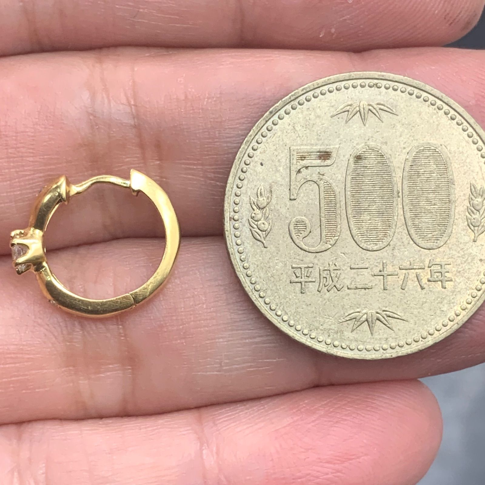 K18 フープダイヤピアス 1g 0.16ct ?