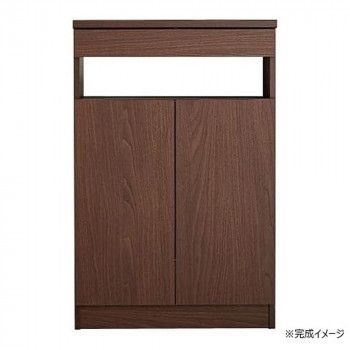 組立家具 FAX台60型 ルーター収納 ブラウン