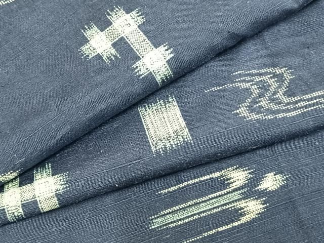 平和屋着物▽上質な紬 単衣 琉球絣 正絹 AABA7614fy