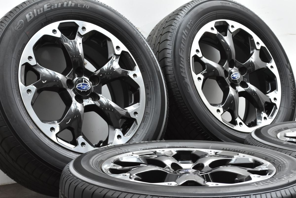 バリ溝 スバル GT XV 後期 純正 17in 7J 55 PCD100 ヨコハマ ブルーアース E70 225 60R17 SJ フォレスター BR レガシィアウトバック