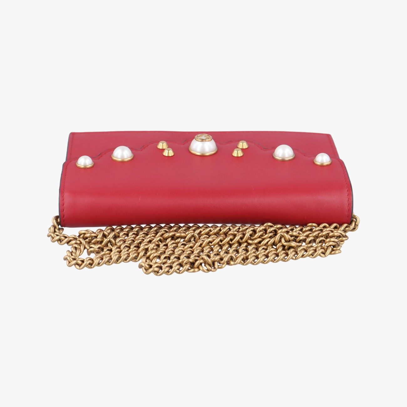 グッチ GGスプリーム パール 2wayチェーン財布 431478 グッチGucciピオニー GGスプリーム パール スカラップレッド