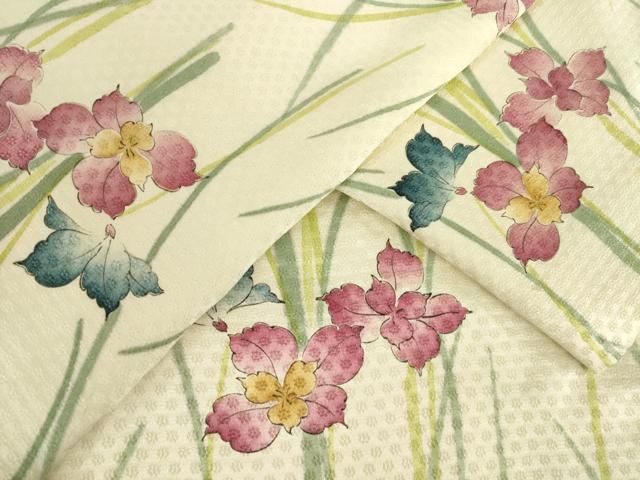 平和屋着物○上質な紬 更紗花文 正絹 逸品 AAAU8059zg