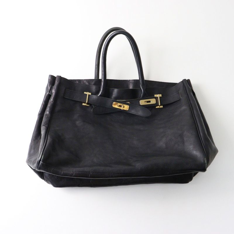 極美品✨シータパランティカ　シボ革　黒×ゴールド　ハンドバッグ 極美品✨シータパランティカ シボ革 黒×ゴールド ハンドバッグ