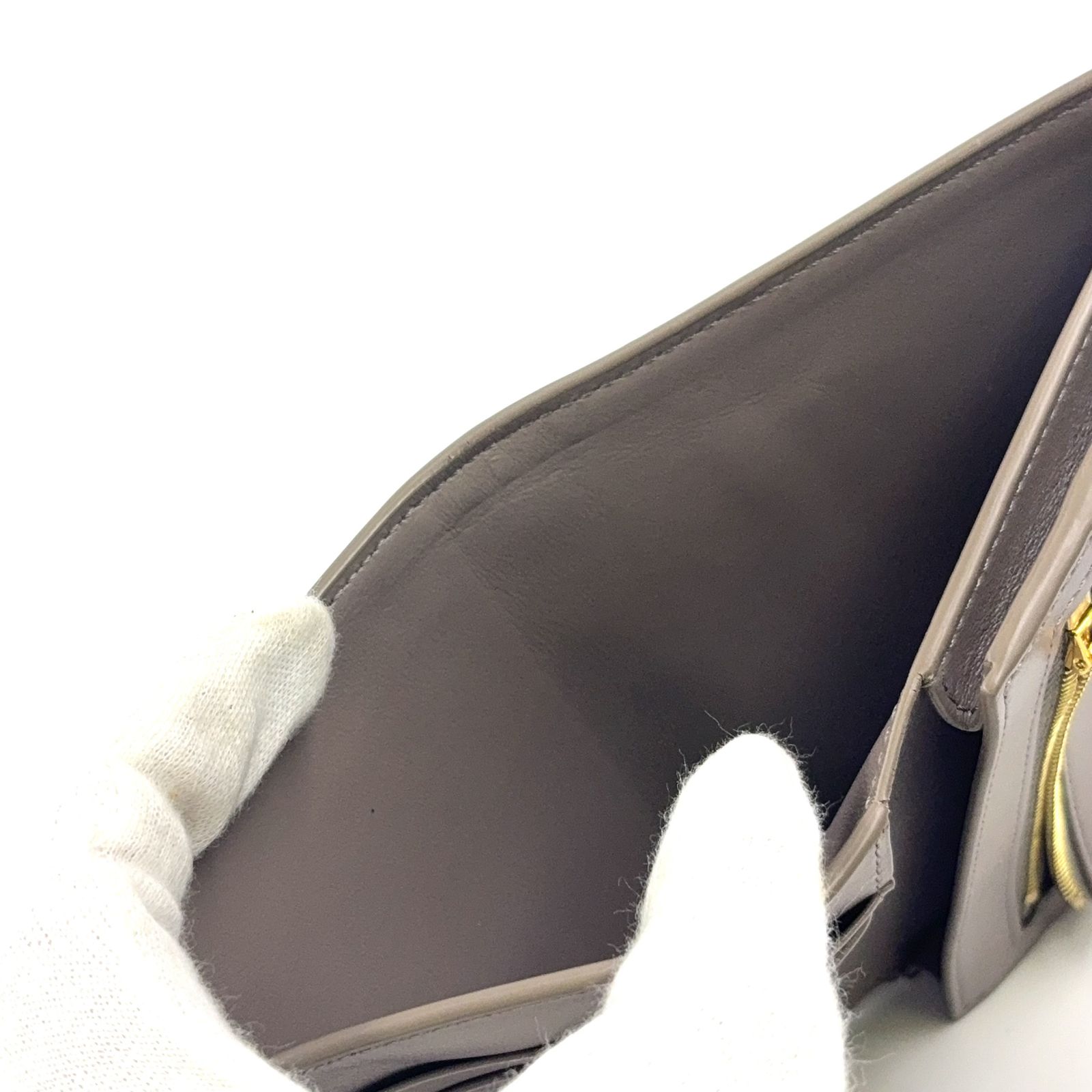 レザー グレーベージュ×ライトブルー