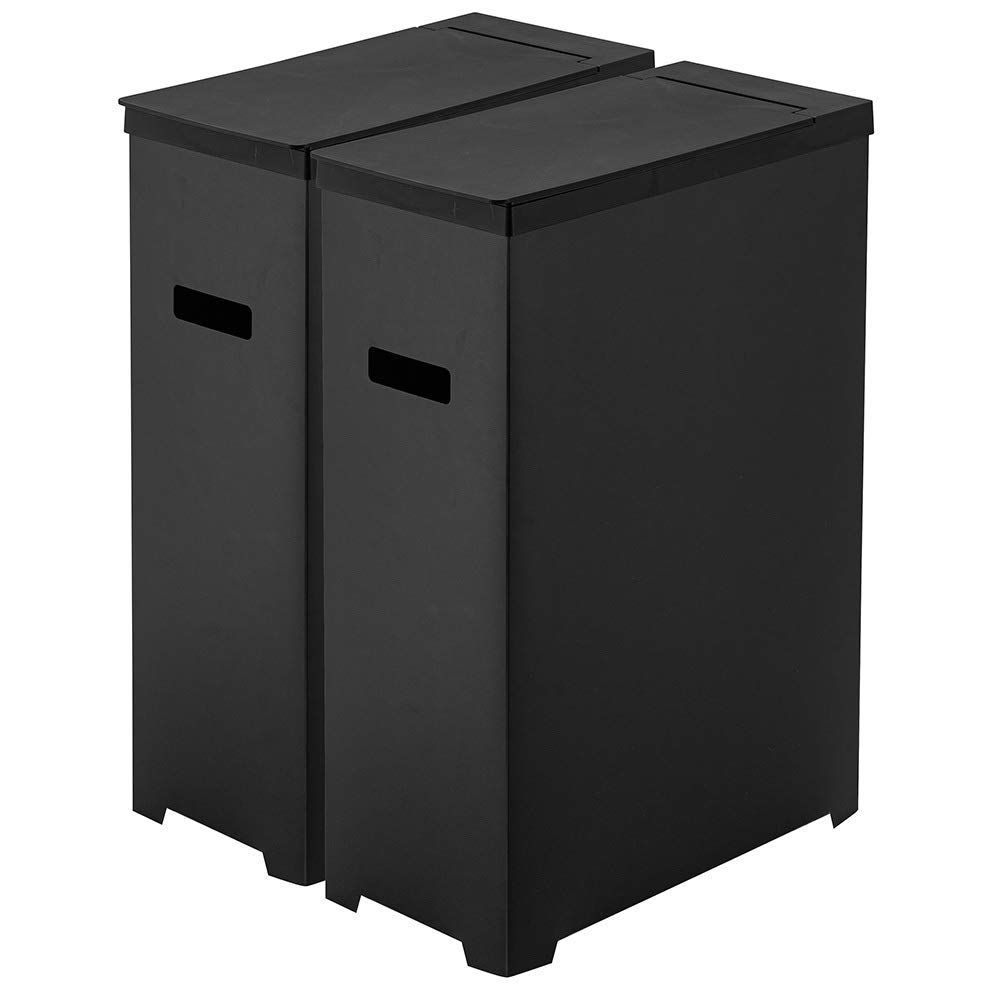ブラック 2個組 約W19×D40×H54cm 1個あたり スリム蓋付きゴミ箱 タワー 折り畳んで運べる 山崎実業 Yamazaki 5206
