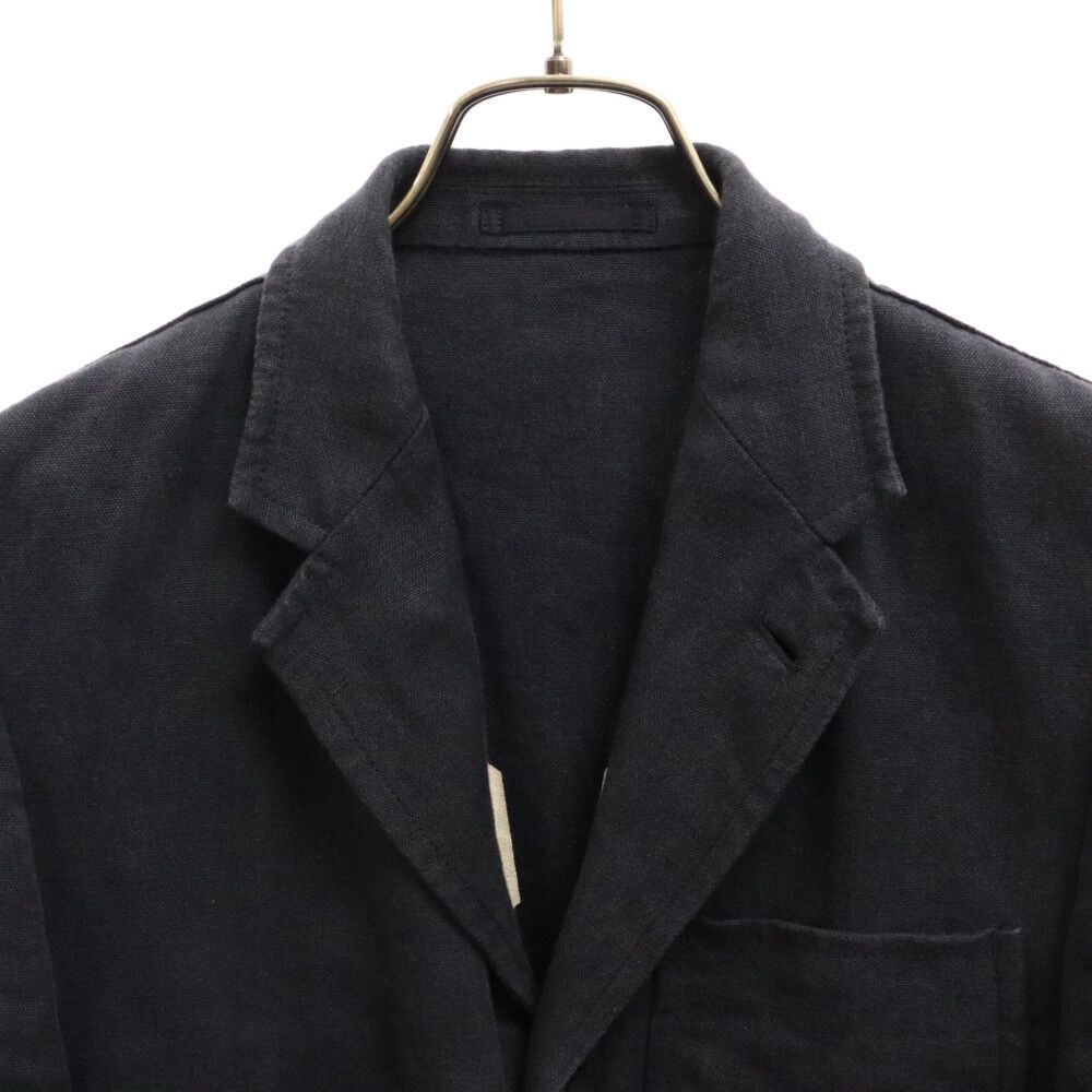 COMME des GARCONS HOMME (コムデギャルソンオム) 08AW インナーカレッジロゴプリント 3B リネン テーラードジャケット ネイビー HC-J056 AD2008